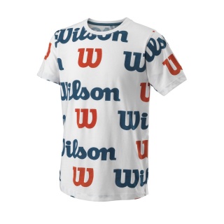 Wilson Tennis Tshirt All Over Logo Tech (Baumwollmix) weiss Jungen